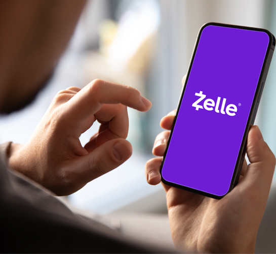 phone with Zelle app open