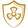 shield with a fan icon